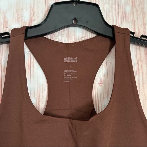 Girlfriend Collective Cafe Brown Paloma Racerback Sports Bra Style 1002 Sz L - Picture 6 of 13